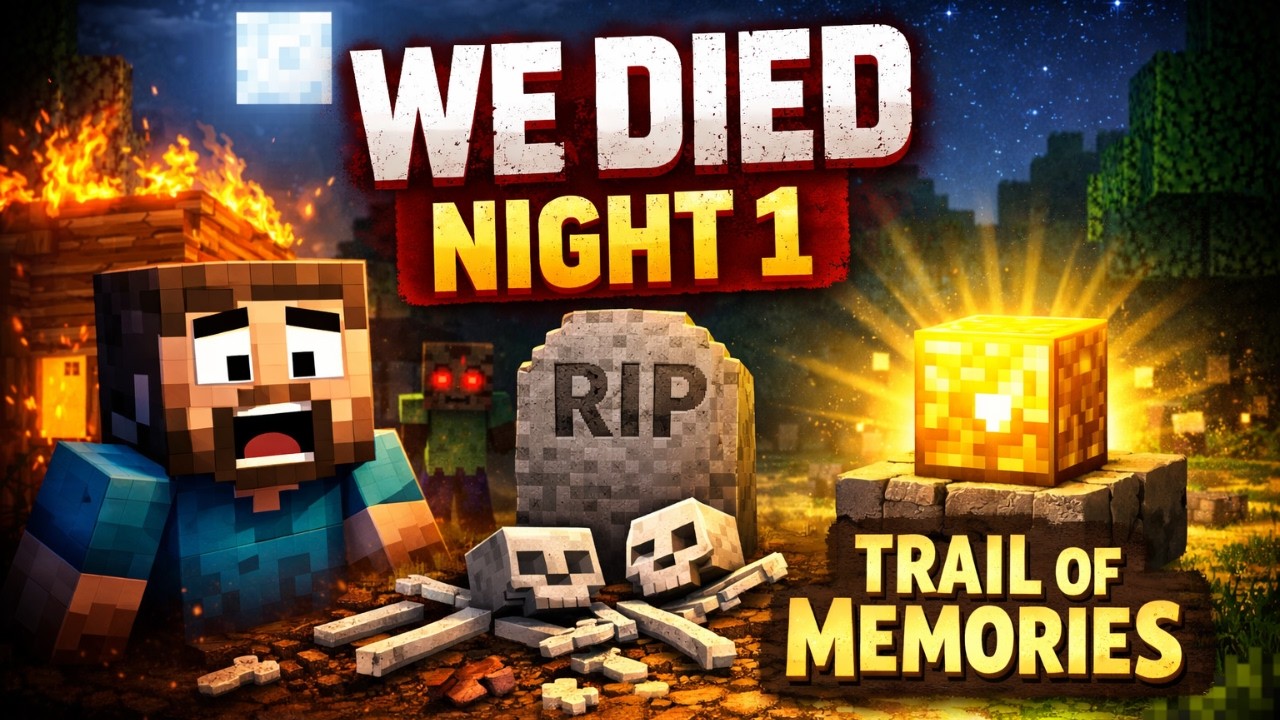 Minecraft Day 1 — We Died the First Night | Starting The Trail of ...