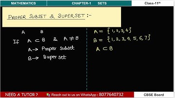 Proper subsets and Superset | CBSE Class 11 Maths Chapter 1 Sets