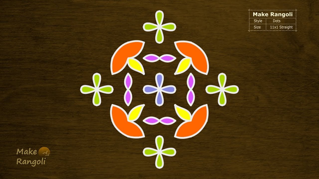 Diwali Rangoli Designs  Deepavali Muggulu with 11x1 dots  Chukkala Muggulu  Dots Kolam