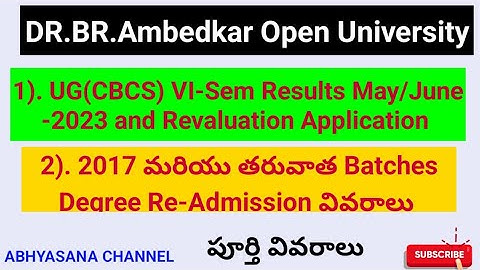 UG (CBCS) VI - SEM RESULTS MAY/JUNE - 2023 & REVALUTION APPLICATION I RE ADMISSION 2017 DEGREE BATCH