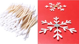 How To Make Snowflakes With Earbuds | Easy Christmas Home Decor Craft Ideas | DIY Best out of waste