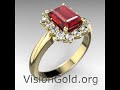 Χρυσό Δαχτυλίδι Ροζέτα Με Ρουμπίνι Και Μπριγιάν Διαμάντια|Visiongold® Δαχτυλίδια Με Ρουμπινί 1203