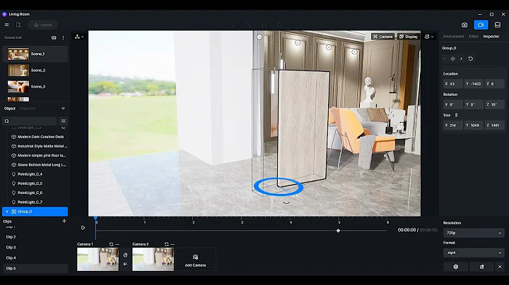 Change axis coordinates and make open door animation for objects in D5 Render