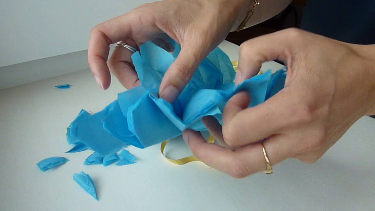 1 pièce Pompons en papier de soie décoratif,Pompons en papier de soie de  couleur aléatoire simple pour la fête, Mode en ligne