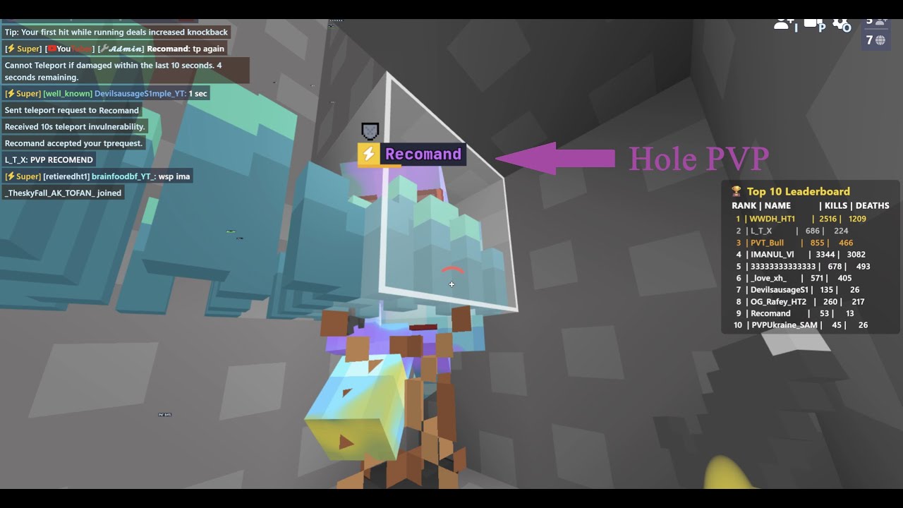 Bloxd.io Survival hole pvp in lobby 1 ( 18 kills ) & pvping a LEGEND 