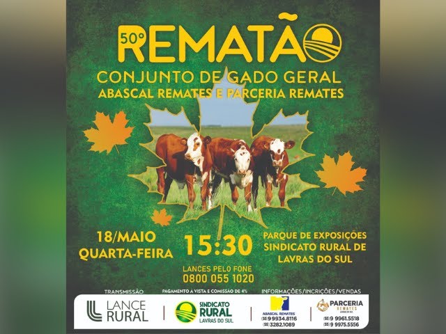 Parceria Remates - _*ASSISTA A PARTIR DAS 15H30MIN, AO VIVO PELO LANCE RURAL*_    📣 𝘼𝙨𝙨𝙞𝙨𝙩𝙖 𝙣𝙤 𝙔𝙤𝙪𝙩𝙪𝙗𝙚