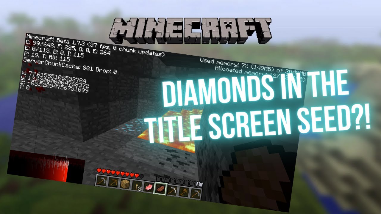 Playing On The Minecraft Title Screen Seed 2 Finding Diamonds Youtube