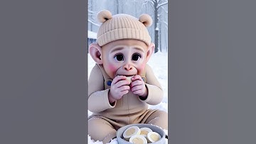 Baby Monkey Eating Boiled Eggs #shorts #ai #monkey