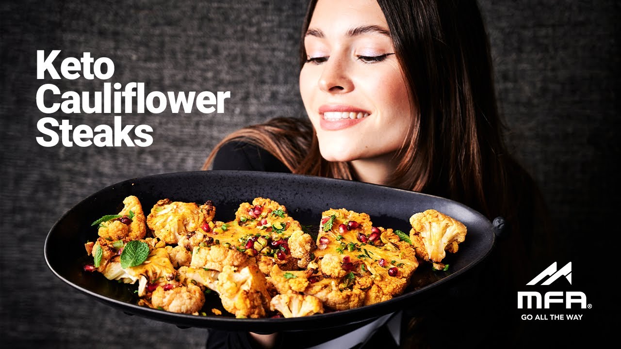 Golden roasted cauliflower steaks! The easiest keto side dish that tastes amazing!