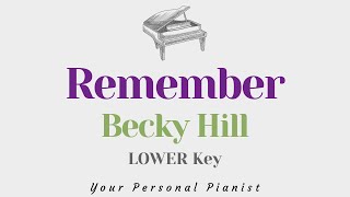 Remember - Becky Hill, David Guetta (LOWER Key Karaoke) - Piano Instrumental Cover with Lyrics