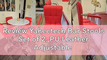 Review Yaheetech Bar Stools Set of 2, PU Leather Adjustable Swivel Barstools, Hydraulic Kitchen Coun