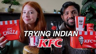 Trying INDIAN KFC - British Girl Tasting Fast Food from India - CHIZZA, LONGER BURGER, CHOCO MUD PIE