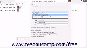 The Color Category in Preset Adobe PDF Settings - Adobe Acrobat XI Training Tutorial Course