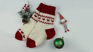 Как связать носки спицами. Жаккард без протяжек. Christmas Stocking Как связать носки спицами. Жаккард без протяжек. Christmas Stocking