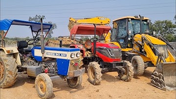 Jcb 3dx Eco Xpert Machine Loading Red Mud In Mahindra and Swaraj Tractor | Jcb and Tractor Cartoon