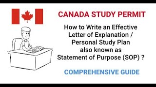 SOP CANADA Study Permit- Effective Letter of Explanation/Personal Study Plan/Statement of Purpose