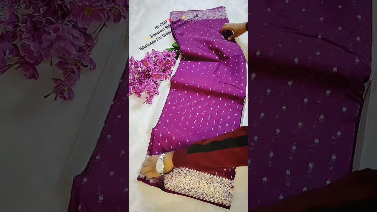 Wine Colour Banarasi Semi Georgette Saree Chunri Buti 