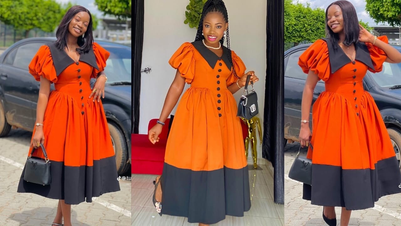 Как сшить расклешенное миди-платье с боковыми сборками и пышными рукавами (часть 2)