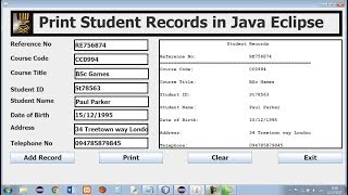 How to Print Student Records in Java Eclipse