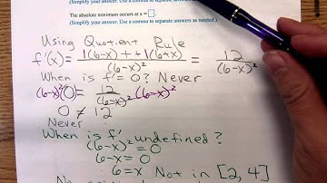 MATH 1325 Absolute Extrema Examples from Homework