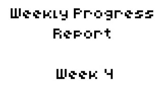 Weekly Progress Report. Week 4.