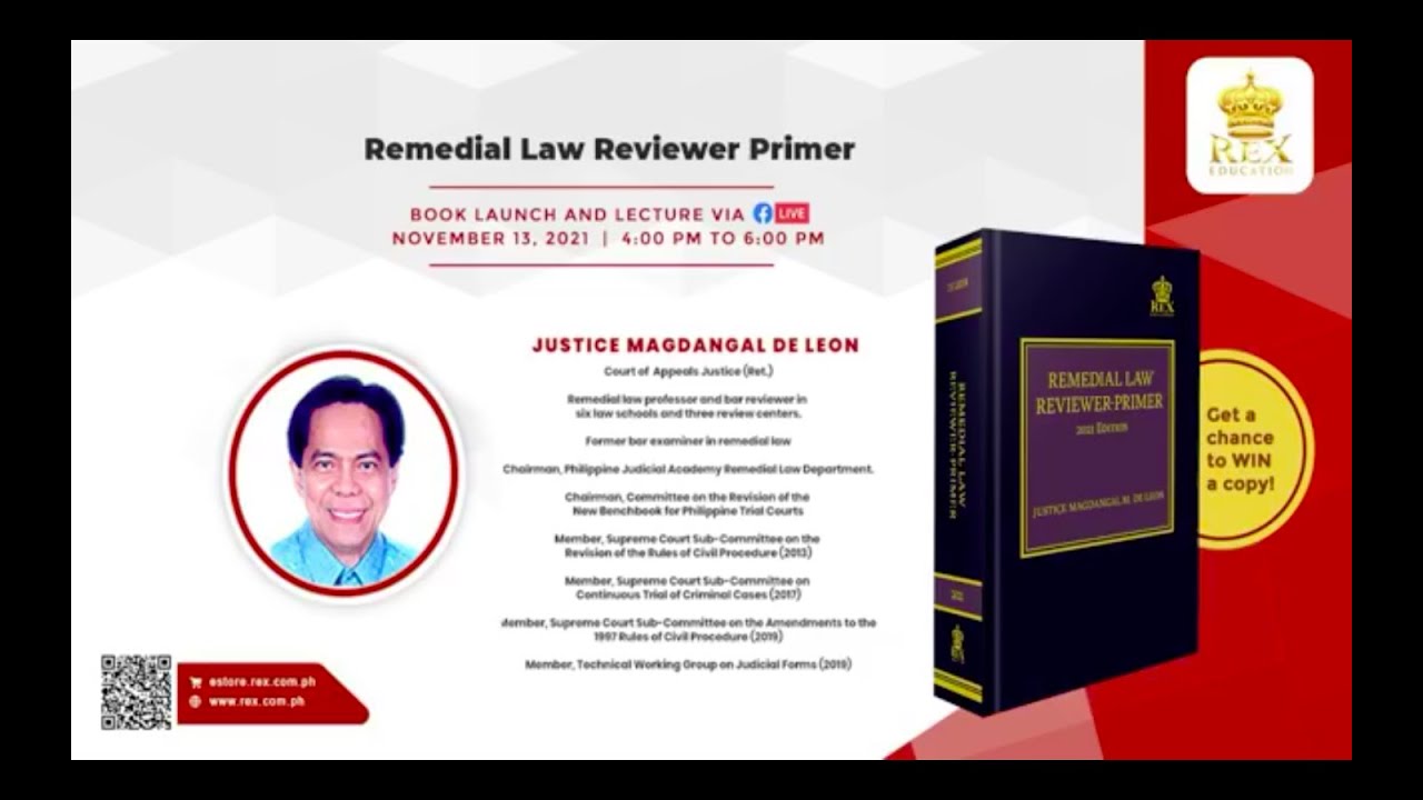 Remedial Law Primer Book Launch and Lecture - YouTube