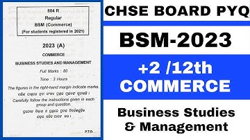 BSM II Board Question Paper 2023 II CHSE Odisha
