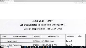 JMI SELECTED LIST OF CLASS XI ARTS JAMIA SSC & ABID HUSSAIN SCHOOL 2018-19