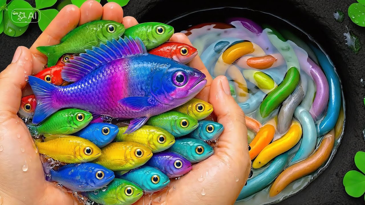 Catch Colorful Aquarium Fish, Beautifull Rainbow Fish In Small Pond, Turtle, Goldfish, Molly Fish