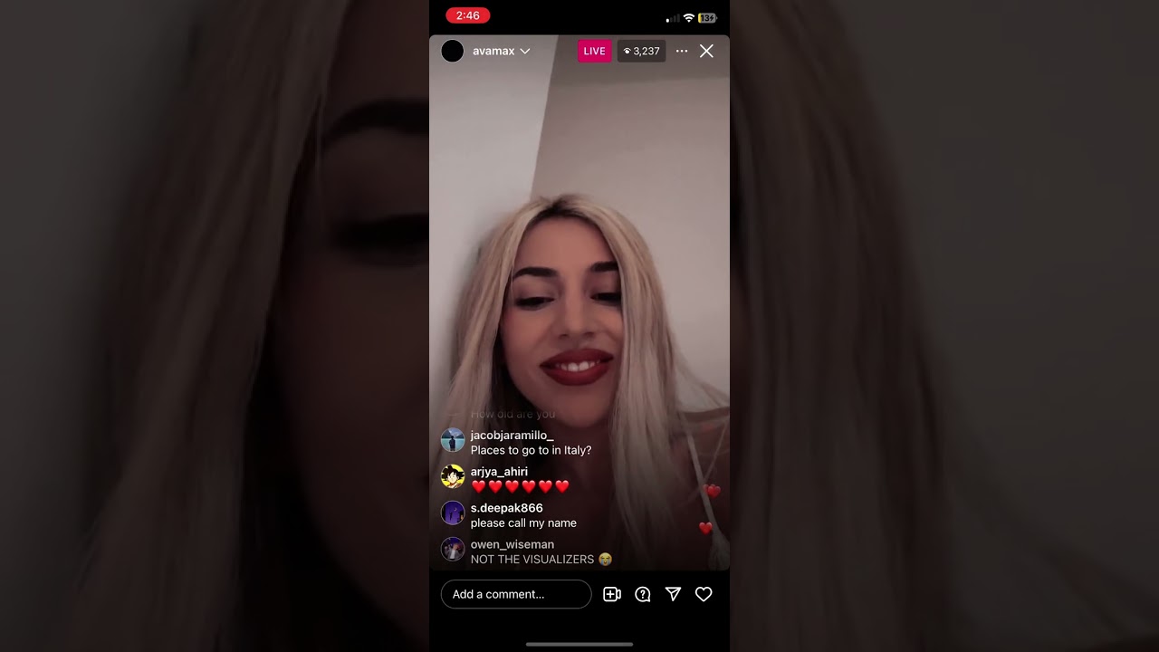 Ava Max full Instagram live for AM3 1/5/2024