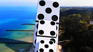 Domino Effect - The largest domino simulation on Real Footage V6 near sea beach