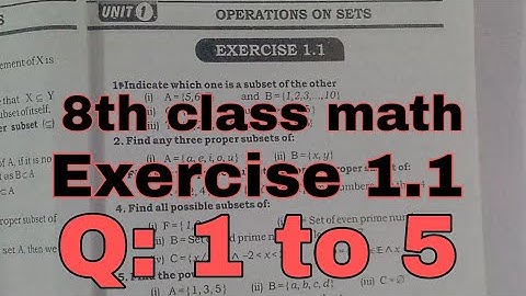 8th Class Math - Unit 1 | Exercise 1.1 Question 1 to 5 | Sindh text