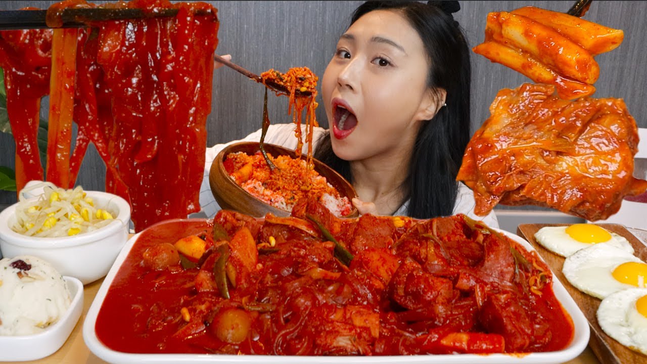MUKBANG) 매운갈비찜 당면에  밥 싹싹 비벼먹기💞 한식 먹방 Spicy galbijjim Real sound asmr eating