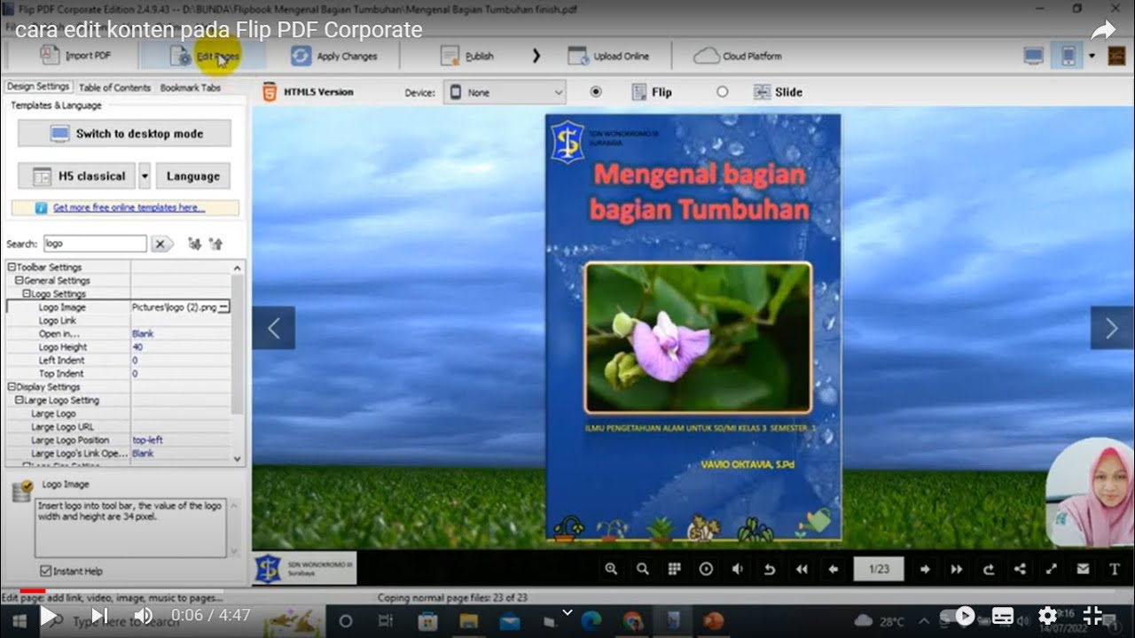 cara edit konten pada Flip PDF Corporate YouTube