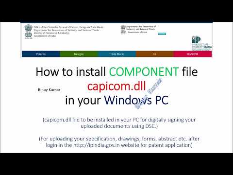 Patent Application in India capicom.dll installation procedure in Windows PC - digital signature