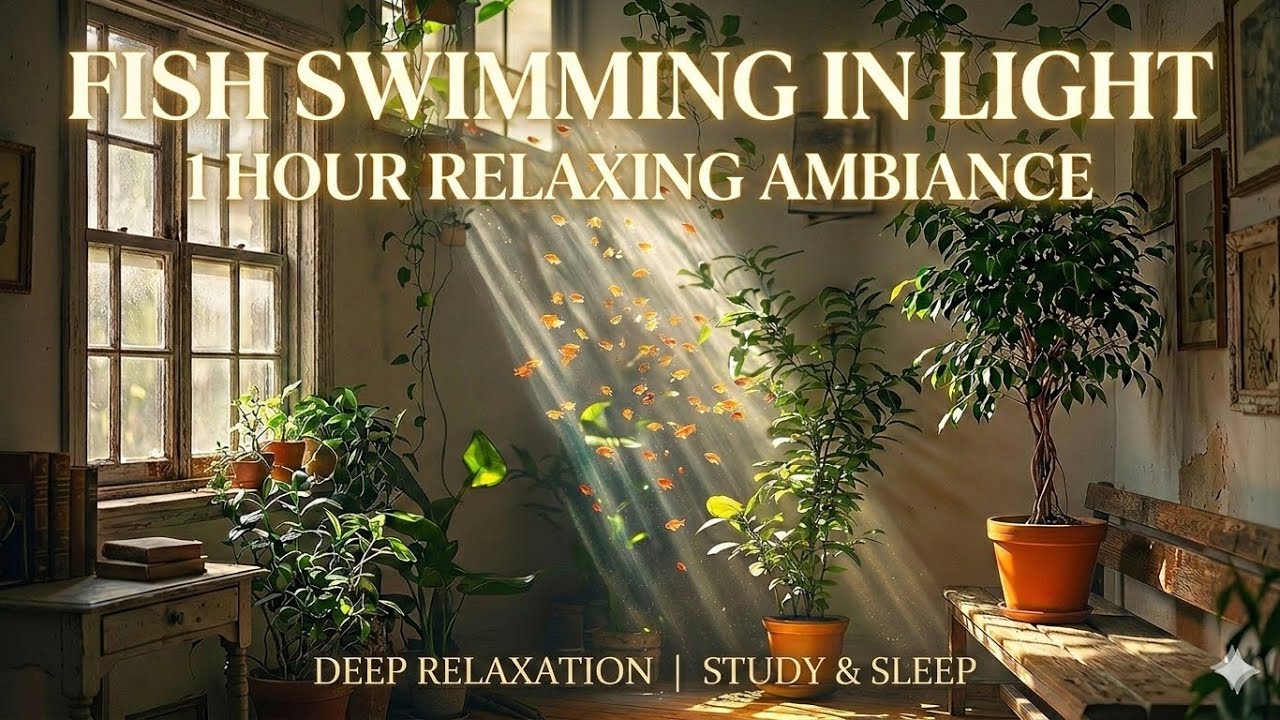 Fish Swimming in a Waterfall of Light 4K | 1 Hour Relaxing Ambiance