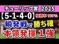 チューリップ賞2025【鉄板注目馬⇒複勝率100%(5-1-4-0)】阪神マイルなら即決!本領発揮で差し切る1強はコレ!