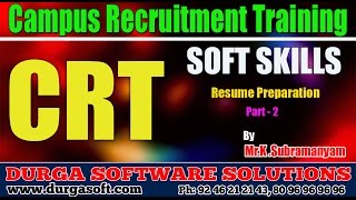 Campus Recruitment Training(CRT)|| Soft Skills || Resume Preparation Part - 2 by Subramanyam screenshot 5