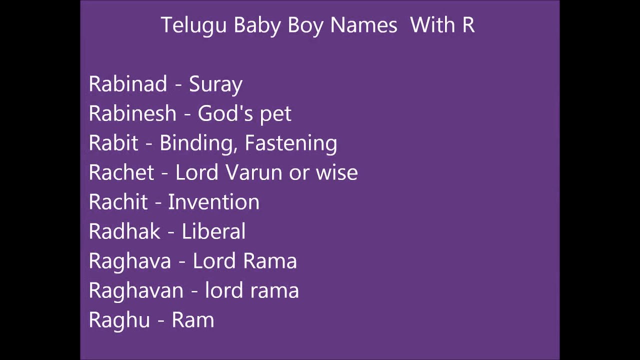 Telugu Baby Boy Names With R Youtube