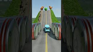 Car &amp; School Buses vs Hydraulic Crush - BeamNG.drive