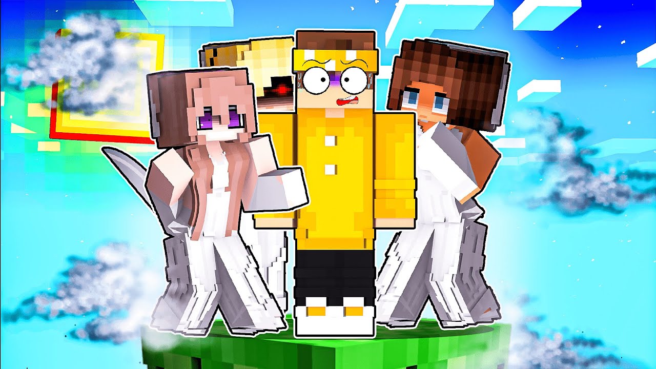 CASAMENTO com TRÊS GAROTAS YANDERE em APENAS UM BLOCO no Minecraft