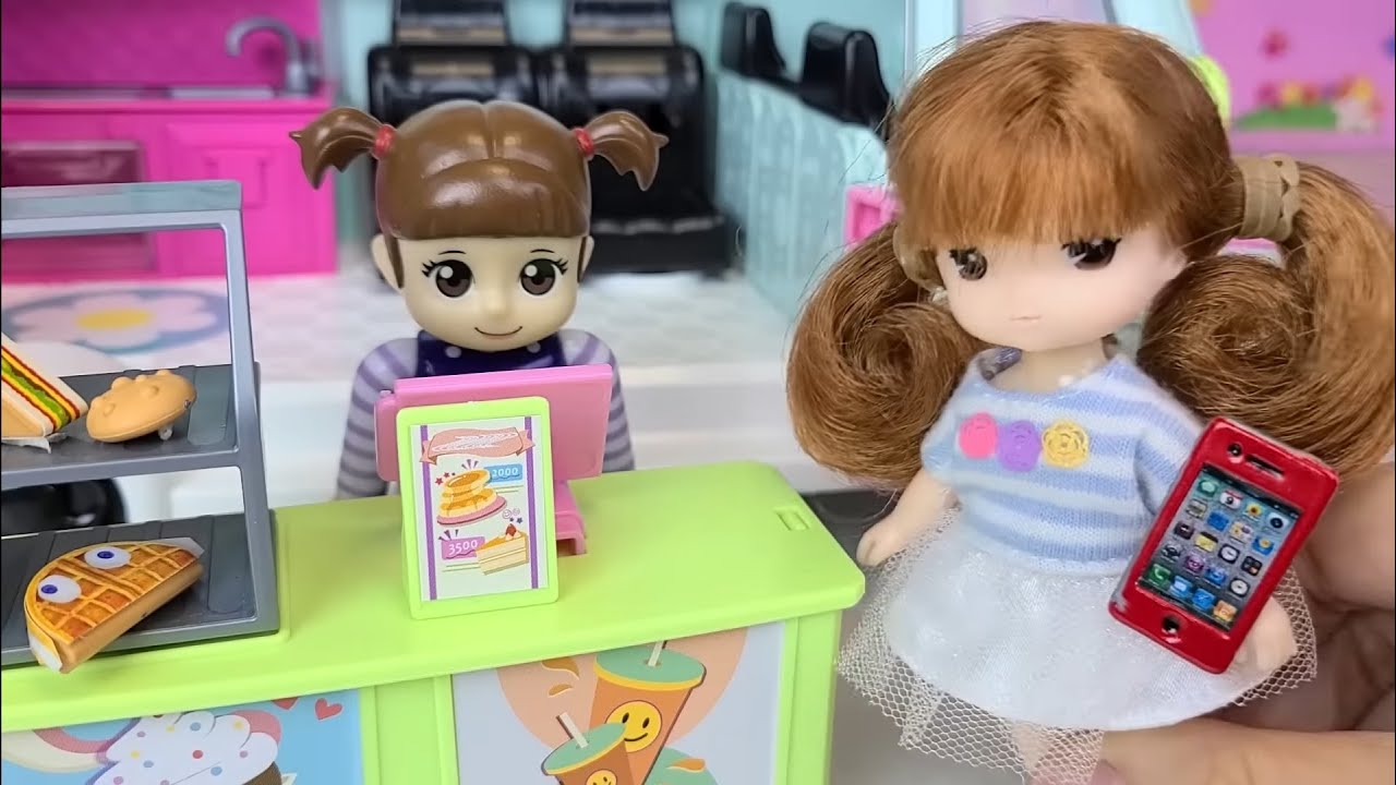 baby and sister went to a cafe, kids /baby doll toys YouTube