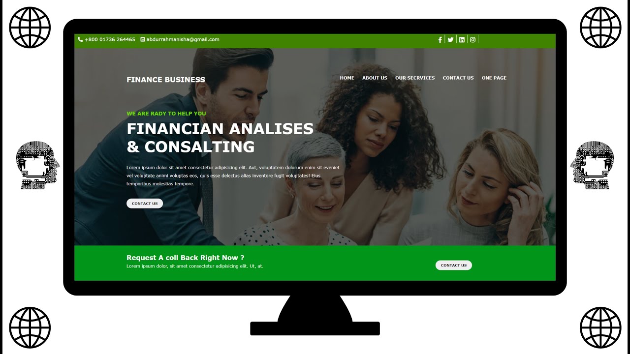 How To Create Financial Business web template with html / css - YouTube