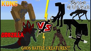 Godzilla VS Kong VS Trevor Henderson Creatures (Kong and Godzilla team up) Minecraft PE