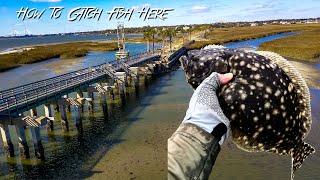 How to catch FLOUNDER, REDFISH, and SPECKLED TROUT Pitt Street Bridge