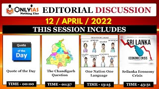 12 April 2022 | Editorial Discussion, News paper analysis | Hindi Issue, Chandigarh, Sri Lanka