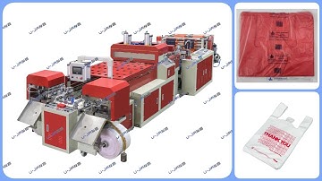 Fully Automatic High speed 2 lines t-shirt bag making machine With Auto bag packing