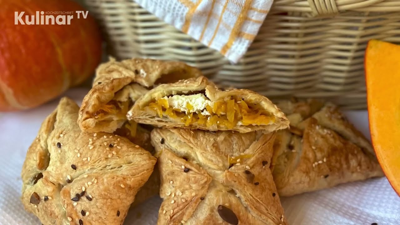 Blätterteig mit Kürbis und Ziegenkäse - YouTube Blätterteig mit Kürbis und Ziegenkäse - YouTube
