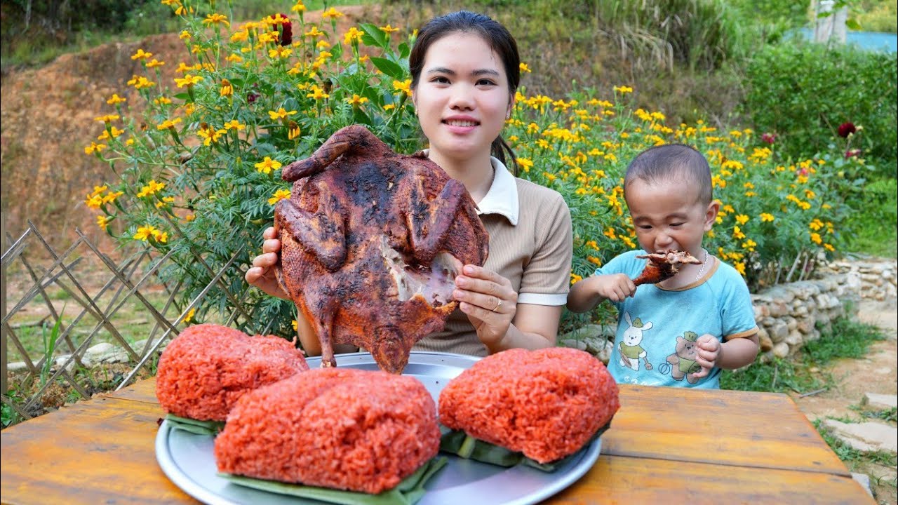 Harvesting Chickens and Ducks to Sell at Market - Cooking Dinner: Roasted Duck with Hot Sticky Rice.