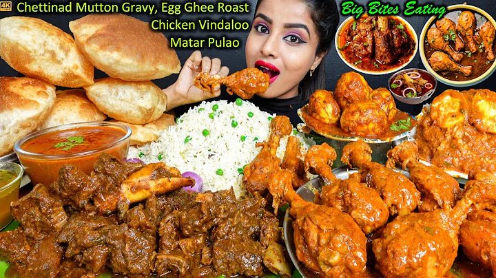 ASMR Eating Spicy Mutton Curry,Chicken Vindaloo Curry Masala,Rice,Egg Big Bites ASMR Eating Mukbang